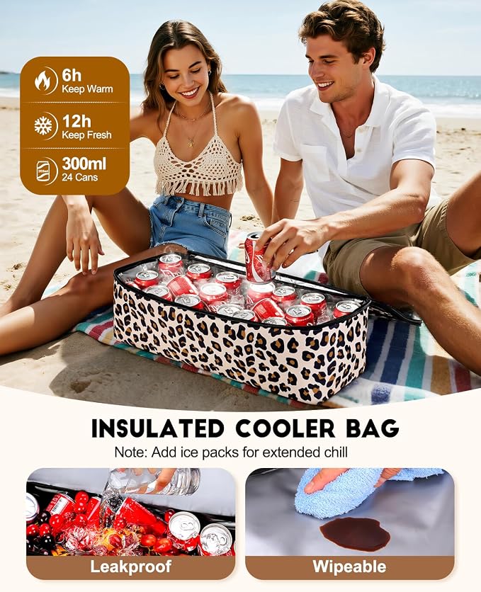 ISEYOU Beach Bag with Cooler, 49L Large Waterproof Sandproof Tote with Zipper, Foldable Travel Bag for Beach, Pool, Picnic - Image 3