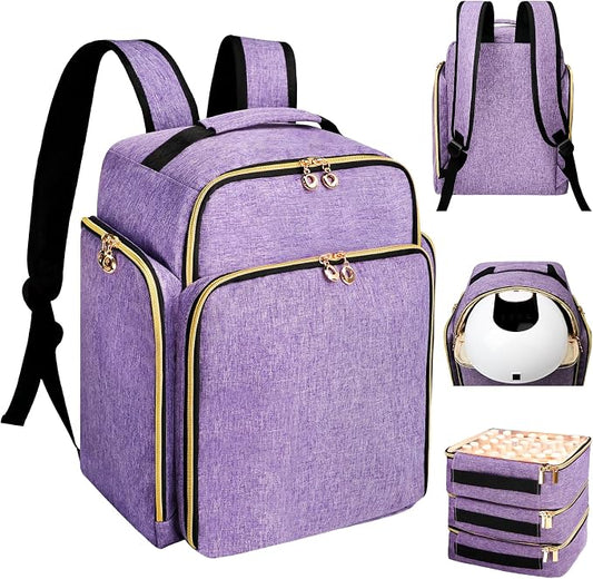 Nail Polish Organizer Backpack Holds 126 Bottles& Nail Lamp, Extra Large Nail Kit Supplies Organizer Bag with 3 Removable Cases, Portable Nail Organizers and Storage for Travel (Noble Purple) by WelcometoAHZSKEDirectfeelfreetopickpurchasenow