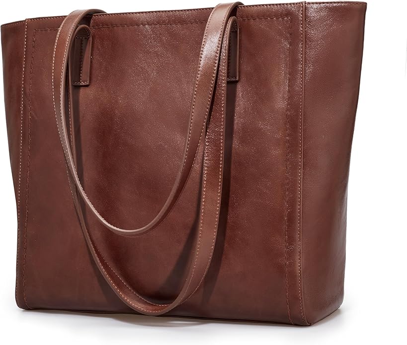 befen Vintage Genuine Leather Work Tote Bag for Women Large Tote Bag with Zipper Leather Purse and Handbags with Compartment by befen-