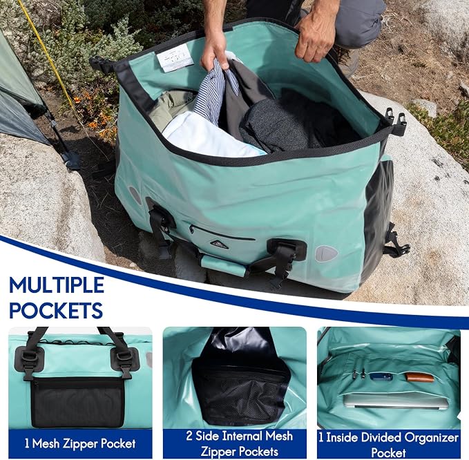 Haimont Waterproof Duffel Bag Roll-top Dry Duffel Bag with Quick-fixed Straps for Motorcycling, Rafting, Boating, SUP, Kayaking, Travel, 50L/70L - Image 4