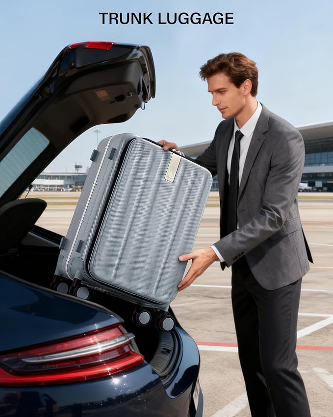 Hanke 20 Inch Carry On Suitcase PC Hardshell Luggage Top Open Aluminum Frame Rolling Suitcases with Wheels Travel Luggage for Woman Men Gifts.(Grey) - Image 9