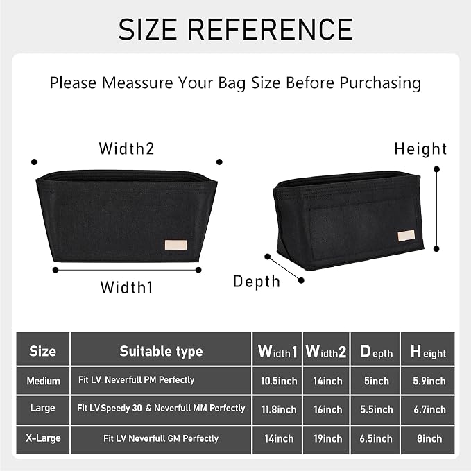 Purse Organizer Insert with Base Shaper,Felt Zipper Tote Handbag Organizer Compatible with Lv Neverfull PM, City 30 and More, 10 Compartments, Black/M - Image 2
