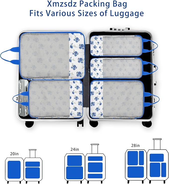 7 Pcs Compression Packing Cubes for Travel Luggage, Lightweight Suitcase Organizer Bags Set, Compression Packaging Cube for Travel Essentials, Packing Cubes for Carry on Suitcase - Image 7