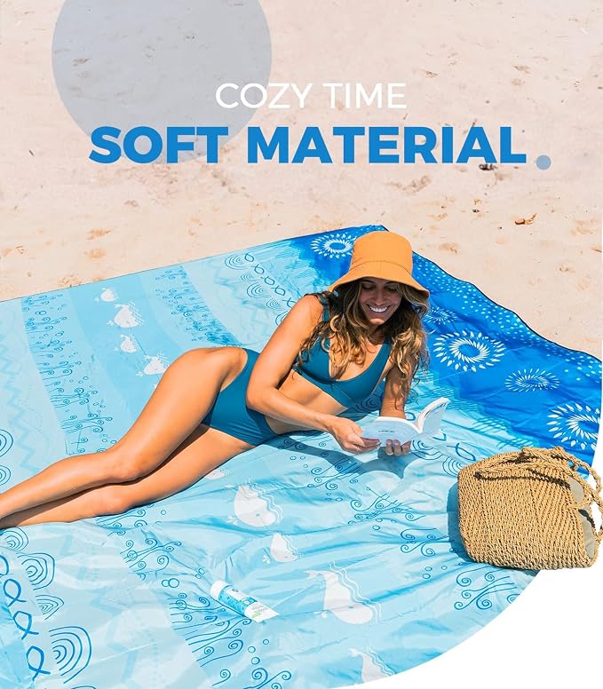 OCOOPA Beach Blanket Waterproof Sandproof, 10'X 9' Extra Large, Soft and Sturdy, Sand Free, Light Weight and Portable, Perfect for Travel Camping, Beach Vacation - Image 6
