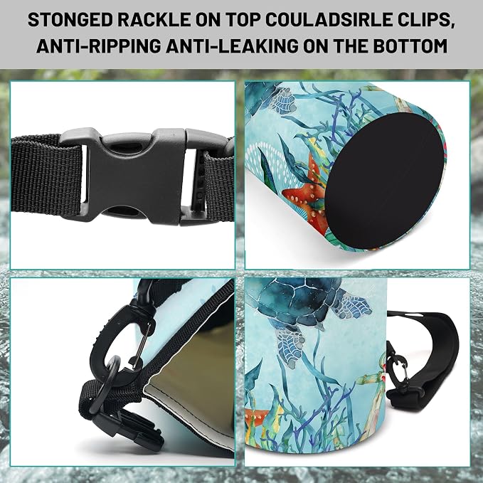 Waterproof Dry Bag,Sea Turtle Coral Starfish Small Waterproof Backpack 2L/5L/10L/20L/30L/40L Floating Lightweight Bags for Kayaking, Boating, Fishing, Swimming Camping with Waterproof Phone Case - Image 3