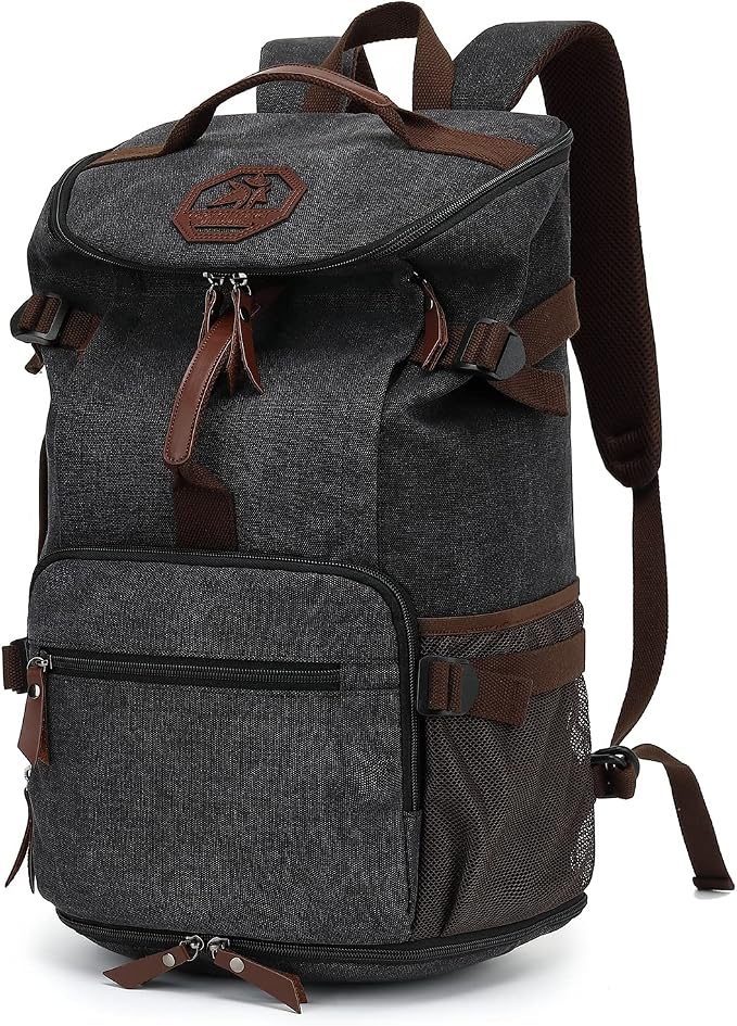 Kalesi Gym Duffle Bag Backpack 4-Way Vintage canvas with Shoes Compartment for travel Sport Hiking laptop (Vintage black) by Kalesi