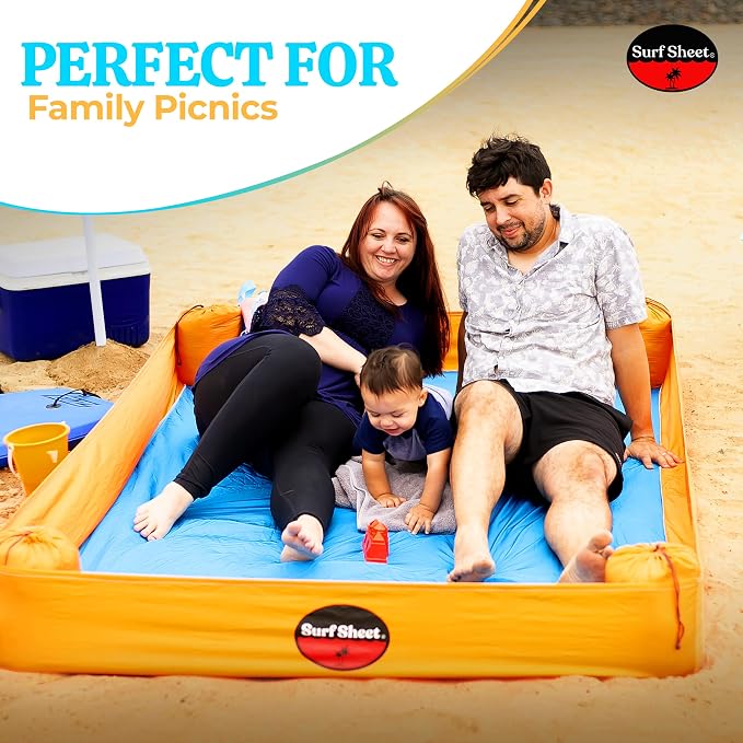 Sandproof Beach Blanket - Oversize Large Outdoor Picnic Blanket for Beaches & Camping - Portable Family Beach Blanket Waterproof Sandproof for Parks, Travel, Vacation Essentials (Yellow) - Image 3