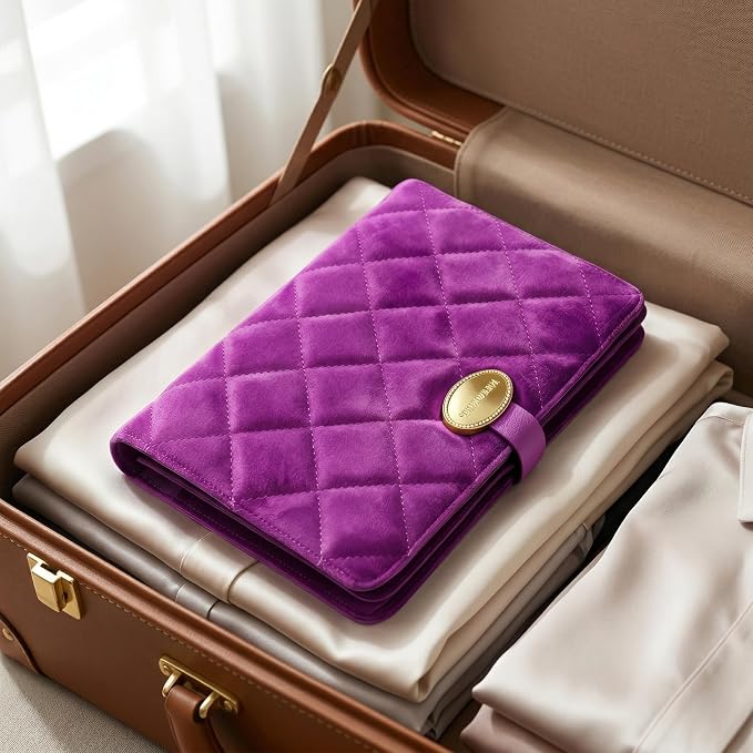 Velvet Jewelry Organizer Case Mini Travel Jewelry Bag with 3 Detachable Pages Multiple Compartments for Necklaces, Rings, Earrings, Tangle-Free, Giftable (Purple) - Image 7