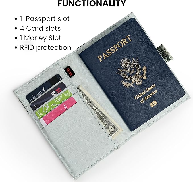 Sherpani Vienna, RFID Blocking Passport Holder, Travel Passport Cover Wallet, Travel Documents Organizer Protector for Women, Travel Gift (Granite Signature) - Image 3