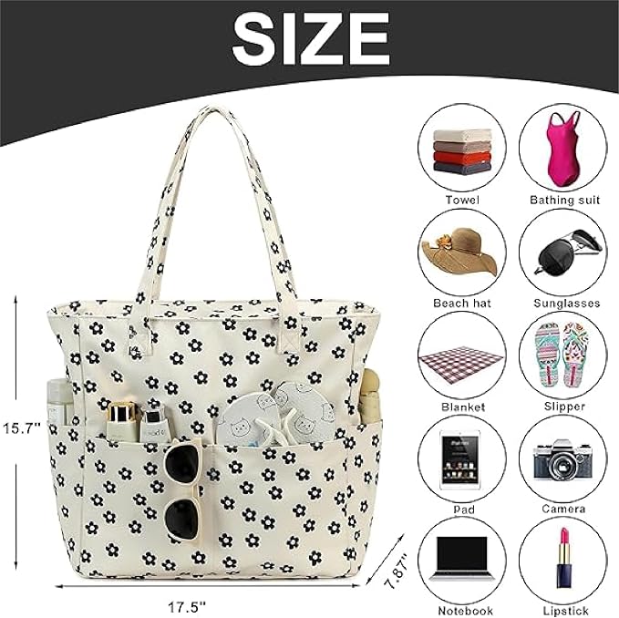 Bluboon Waterproof Beach Tote Pool Bags for Women Ladies Extra Large Carry On Bag With Wet Compartment for Weekender Travel - Image 7