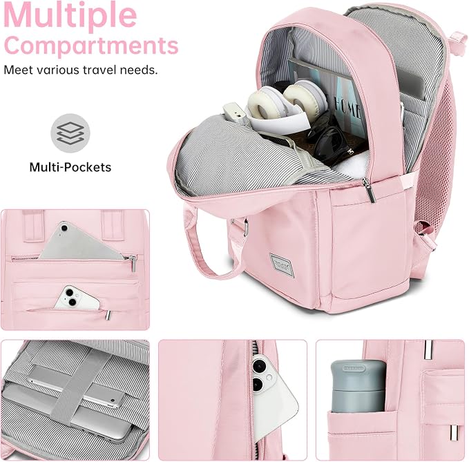 Carry On Luggage 22x14x9 Airline Approved, 22 Inch PP Hardshell Luggage Carry-on Suitcase with Spinner Wheels, Carry On Suitcase Set for Women (Pink) - Image 5
