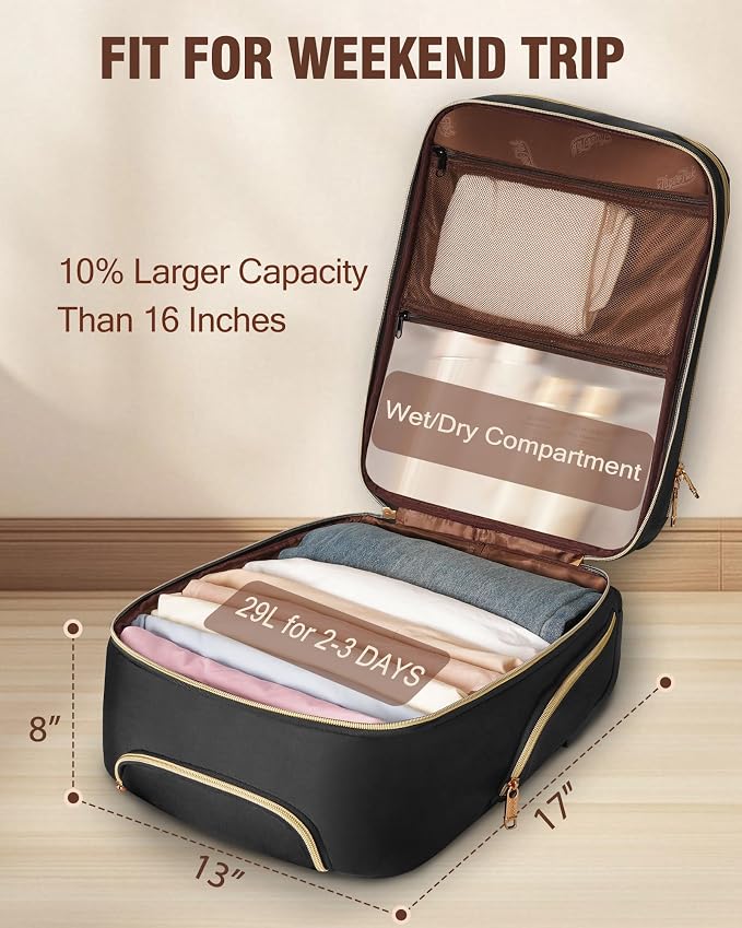 Underseat Carry On Luggage with 2 Wheels, Airline Approved Personal Item Suitcase with Multiple Compartments, Lightweight Softside Under Seat Carry-on Suitcases for Women Travel Business, Black - Image 4
