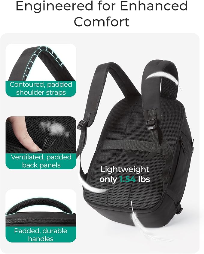 BAGSMART 28L Water-Resistant Travel Backpack, USB Port, 17.3" Laptop, Black - Image 7