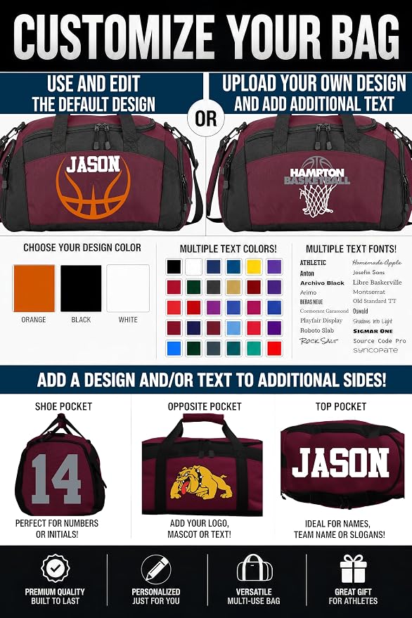 Personalized Basketball Duffel Bag with Shoe Compartment, Custom Basketball Bag with Name and Number, Basketball Travel Bag for Players, Team Sports Gear Bag - Image 2