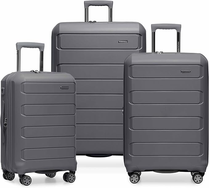 Traveler's Choice Pagosa Hardshell Expandable Luggage with Spinner Wheels, Gray, 3-Piece Set (22/27/30) by TravelersChoice