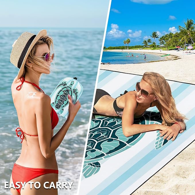 HIHOHO Beach Blanket Waterproof Sandproof Extra Large Beach Mat 79" X 83"/120"x108"for 1-8 Adults Quick Drying Durable Outdoor Picnic Mat for Beach Travel Camping Hiking - Image 4
