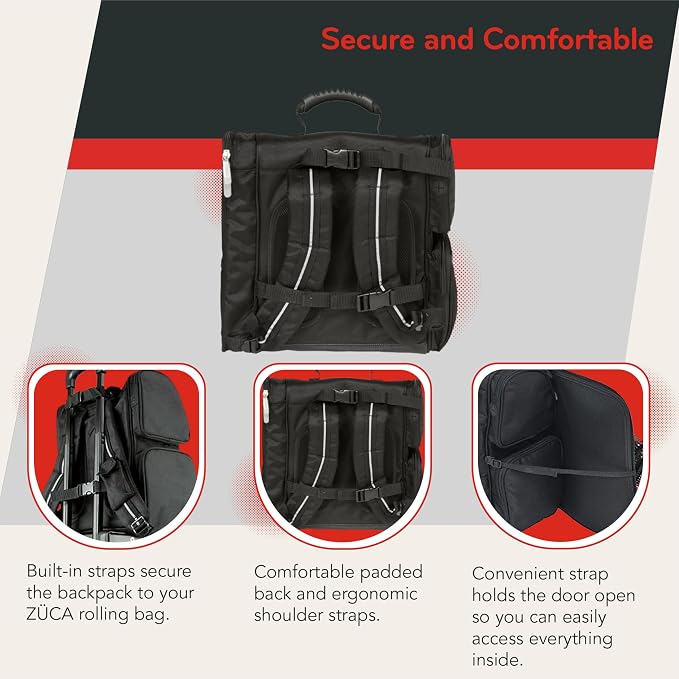 Zuca Artist Backpack - Black, Durable & Spill-Resistant Professional MakeUp Artist Bag, Dual Vinyl-Lined Pouches for Secure, Organized MakeUp Supply Storage - Image 5