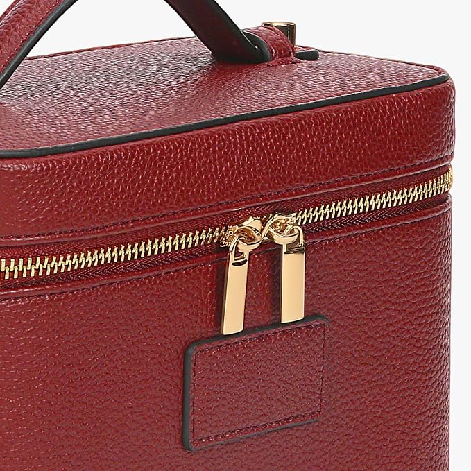 Makeup Bag Vanity Case with Removable Divider Travel Toiletry Bag Portable Cosmetic Bag Makeup Organizer Case (Claret) - Image 4