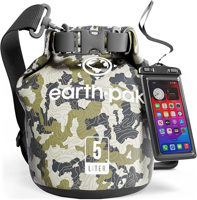 Earth Pak Waterproof Dry Bag - Roll Top Waterproof Backpack Sack Keeps Gear Dry for Kayak with Waterproof Phone Case by earthpak