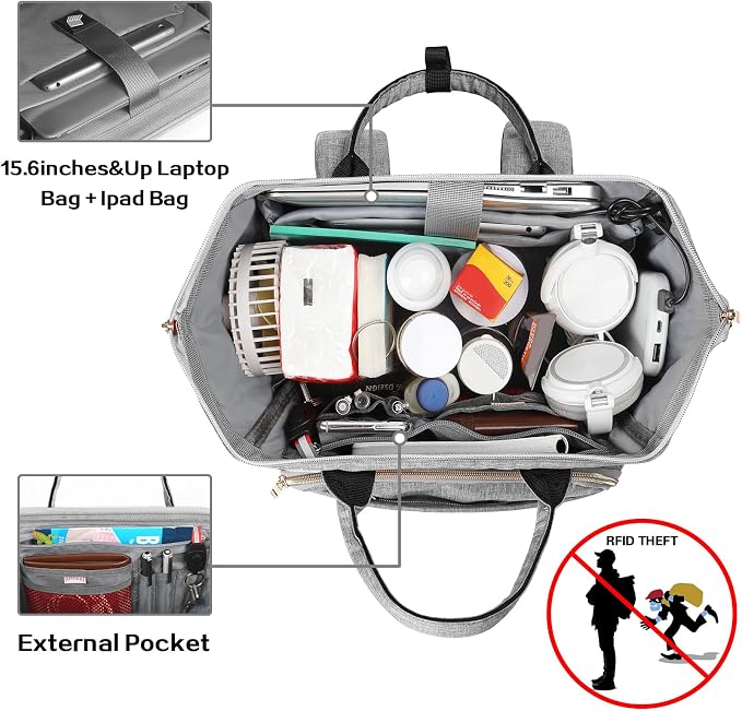 Lunch Bag Backpack, Insulated Cooler Backpack Lunch Box Laptop Backpack for Women Men - Image 3