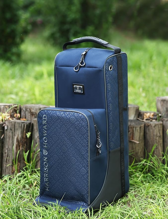 Harrison Howard Tall Boot Bag Equestrian Boot Travel Bag for Storing Helmet, Horse Whip Accessories Boot Storage Bag Navy - Image 2