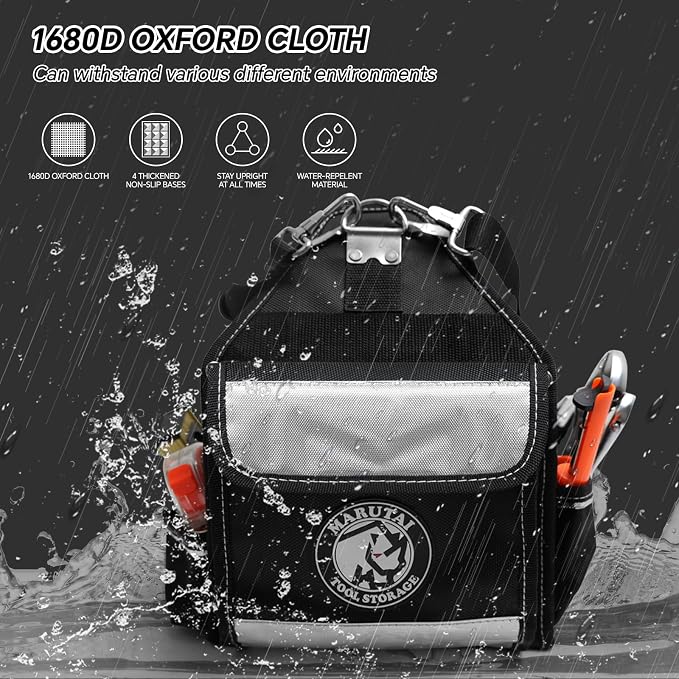 MARUTAI 10in Small Tool Tote Bag, 43-Pocket Organizer for Vehicle Storage | 1680D water-Resistant fabric , Adjustable padded strap , Non-slip base , 30 lb capacity - Image 3