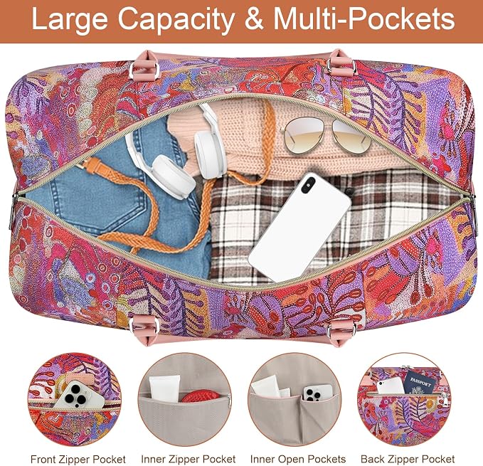 ITIEZY Weekender Overnight Bag for Women - Large Travel Duffel Bag with Shoe Compartment, Gym Duffel Bag Hospital Bag Carry On Tote Bags for Airplanes with Crossbody Bag Toiletry Bag 3Pcs Set - Image 4