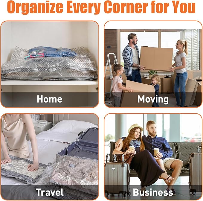 Vacuum Storage Bags for Travel with Rechargeable Cordless Pump, 15 Pack Compression Packing Bags for Luggage and Suitcase, Space Saver Seal Bag for Clothes and Clothing - Image 8
