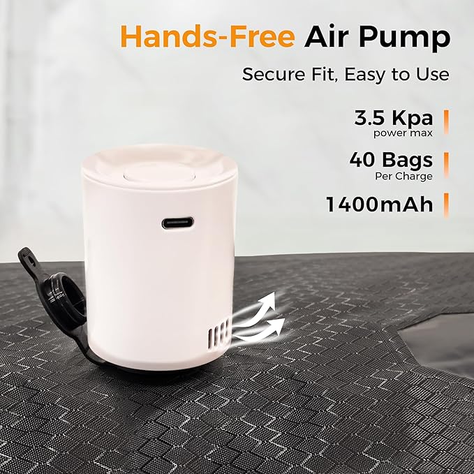 ZPO Travel Vacuum Bags with Pump, IP68 Waterproof Reusable Vacuum Compression Travel Bag with Transparent Window, Reusable Airless Vacuum Kit for Clothes, Backpacks & Suitcases (2 PC+PUMP) - Image 6