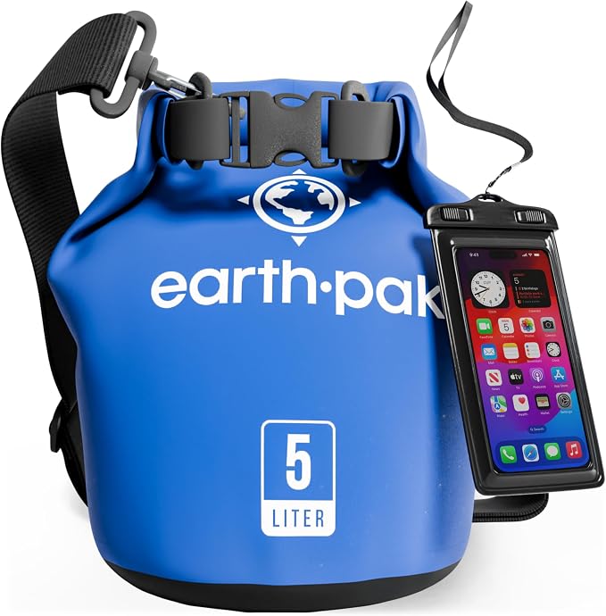 Earth Pak Waterproof Dry Bag - Roll Top Waterproof Backpack Sack Keeps Gear Dry for Kayak with Waterproof Phone Case by earthpak