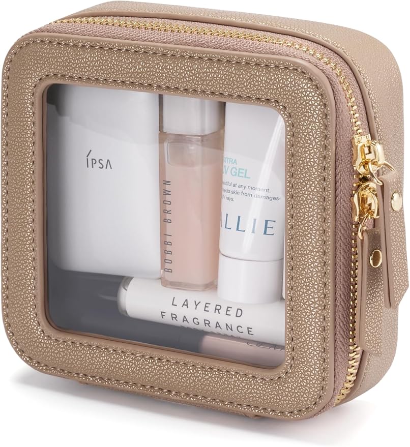 Popvibe Small Makeup Pouch Clear Makeup Bag for Purse Travel Mini Bag for Women for Essentials Cute Cosmetic Case Traveling Small Toiletry Bag Portable Mini Pouch for Car Organizer Bag Gold by POPVIBE