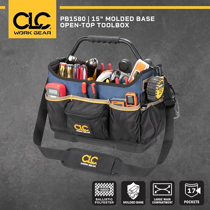 CLC Work Gear PB1580 15" Molded Base Open-Top Toolbox, Black - Image 4