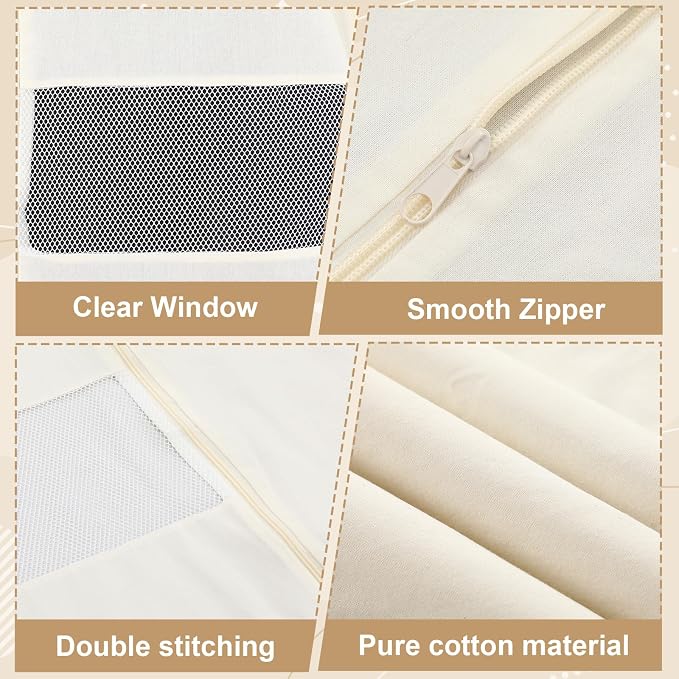Aliceset 6 Pcs 24 x 50 Inches Cotton Garment Bags for Hanging Clothes, Canvas Suit Bags for Clothes Coats Jackets Shirts Closet Storage Travel Gusseted Hanging Garment Cover - Image 4