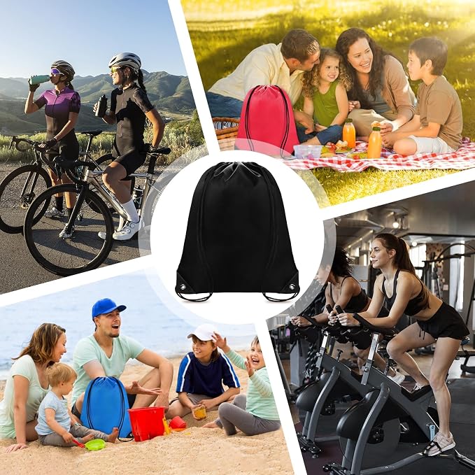 Grneric Drawstring Bags Bulk 14 Pcs Drawstring Backpack Bulk Cinch Bag Sackpack for Men Women Gym (Black) - Image 7