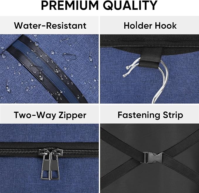 BALEINE Travel Garment Bag, Travel Suit Bag for Men, Water Resistant Carry on Garment Bag for Hanging Clothes, Garment Duffel Bag for Travel Business (Blue, 42") - Image 2