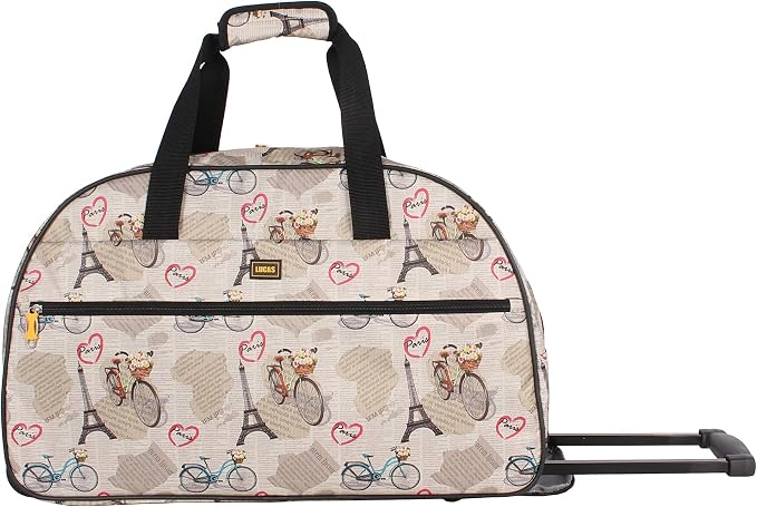 LUCAS Luggage 22 Inch Printed Rolling Carry-On Suitcase Wheeled Duffel (22in, Paris) - Image 5