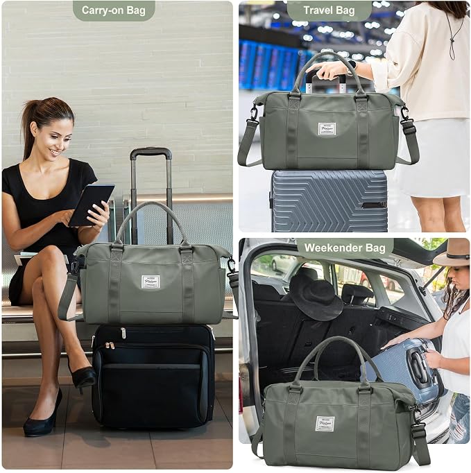 Travel Duffel Bag, Carry On Overnight Weekender Bags for Women | Travel Bag with Wet Pocket & Trolley Sleeve, For Spirit Airlines 18x14x8 Personal Item Bag - Image 7