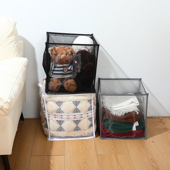 Zopeal 6 Pack Popup Laundry Hamper 13 Inch Collapsible Laundry Baskets with Handles Mesh Clothes Baskets Portable Single Layer Foldable Clothes Hamper Square Bin for Washing (Multicolor,Single-layer) - Image 6