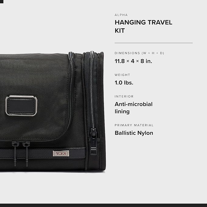 TUMI - Alpha Hanging Travel Kit - Toiletries and Cosmetics Organizer - Travel Essentials Bag with Hooks & Pockets - Black - Image 7