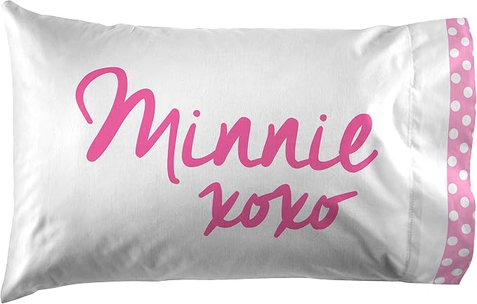 Jay Franco Kids Sheet Set with Fitted, Flat Sheets & Pillow Cover - Ultra-Soft Bedding with Pillowcase for Room Decor, White - Minnie Mouse, 3 Piece Twin - Image 5