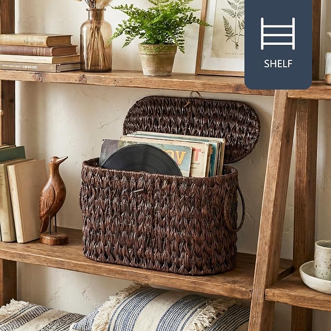 Coeusy Toilet Paper Basket with Lid, Wicker Basket for Bathroom Organizers and Storage, Holds Up to 6 Mega Rolls, Decorative Hand-Woven Rattan Bathroom Decor Accessories, Brown - Image 5
