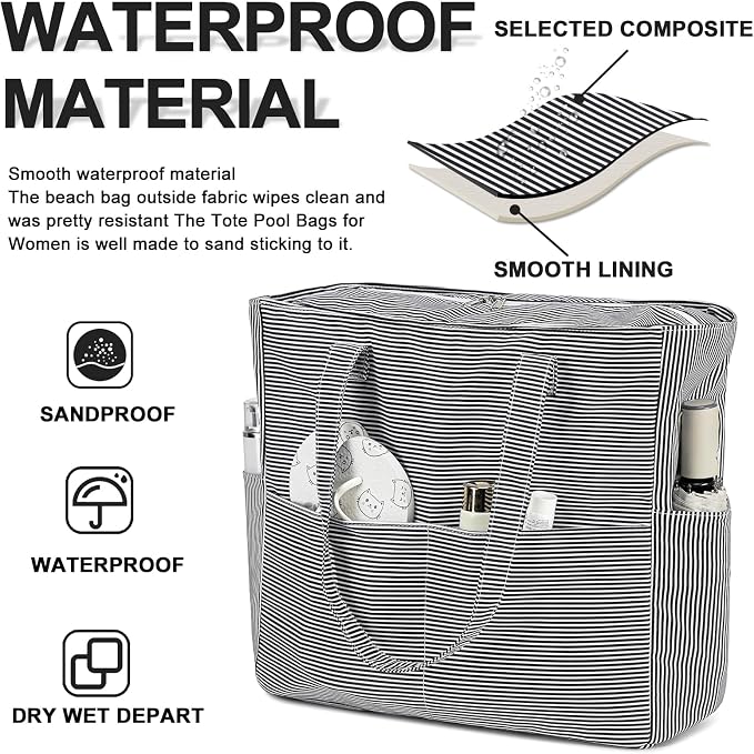 Bluboon Waterproof Beach Tote Pool Bags for Women Ladies Extra Large Carry On Bag With Wet Compartment for Weekender Travel - Image 3