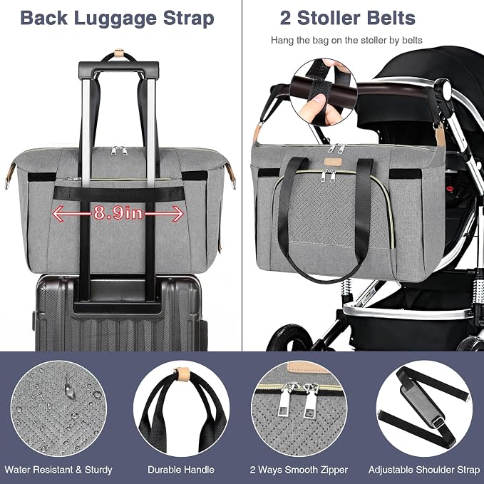 ITIEZY Diaper Bag Tote for Baby - Large Mommy Bag with Portable Changing Pad Pacifier Case, Hospital Bags Travel Baby Bag - Image 6