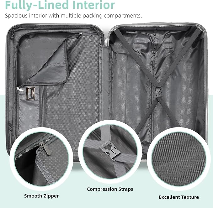 6 Piece Luggage Set Hard Shell - Mint Green Expandable Suitcases with Spinner Wheels and Duffel Bags for Family Travel, Durable Carry On Luggage Sets with Lock for Women and Men - Image 7