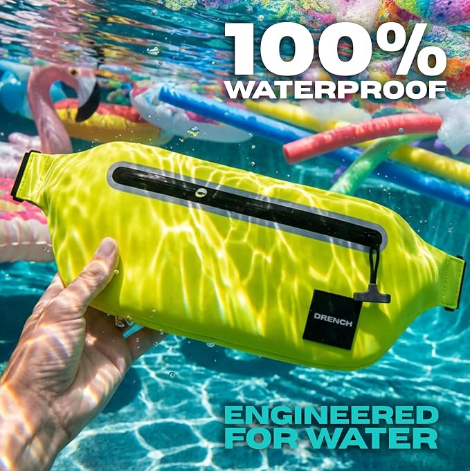 DRENCH 100% Waterproof Waist Pack Neon Yellow | Caribana & Caribbean Carnival Bag for Jouvert, Festivals, EDM Raves, Pool Parties, Travel & High Visibility Outdoor Use | Waterproof Phone Pouch Dry Bag - Image 3
