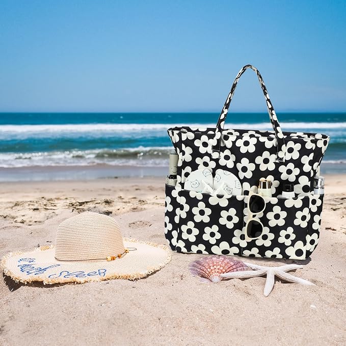 Bluboon Waterproof Beach Tote Pool Bags for Women Ladies Extra Large Carry On Bag With Wet Compartment for Weekender Travel - Image 3