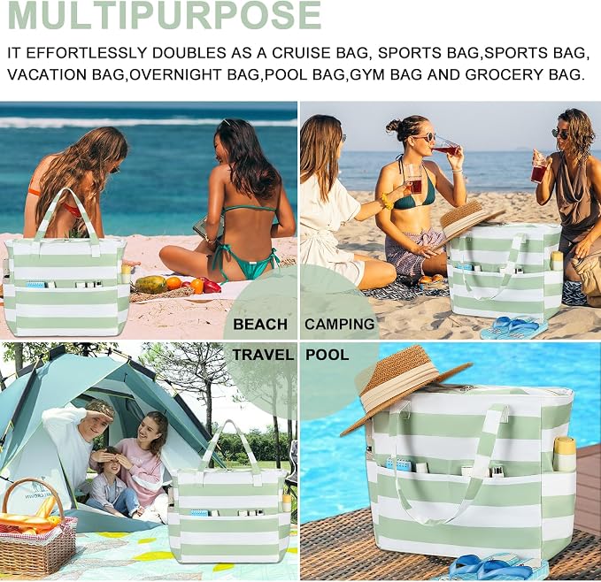 Bluboon Waterproof Beach Tote Pool Bags for Women Ladies Extra Large Carry On Bag With Wet Compartment for Weekender Travel - Image 8