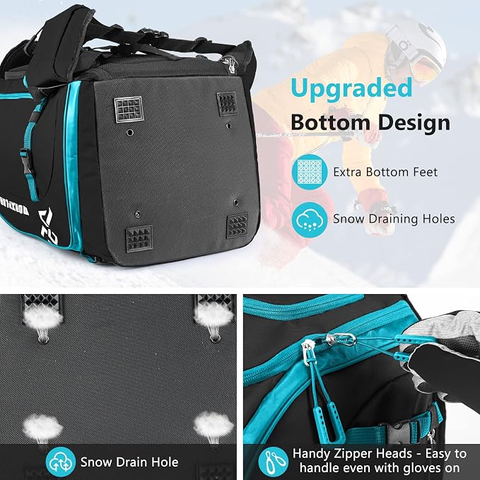 MORXPLOR Ski Boot Bag - 65L Padded, Waterproof Ski Travel Backpack for Gear & Accessories - Image 4