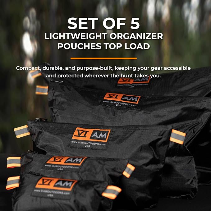 VIAM Outdoors B3's Big Belt Bag Tool Bag Zipper Pouch, Premium Utility Multipurpose Storage Organizer Tool Pouches for Hunting, Camping, Backpacking, Travel - 5pc Black - Image 2