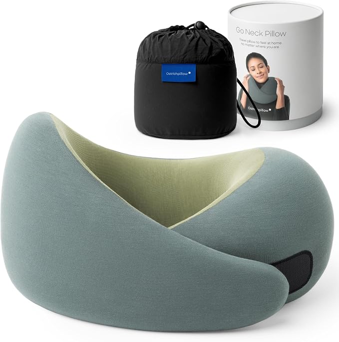 Ostrichpillow GO Travel Pillow, 360° Memory Foam Support, Soft & Washable by Ostrichpillow